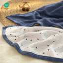 lulumoon Muslin Baby Blanket for Boys: Soft Cotton Toddler Blanket for Daycare - Reversible Lightweight Crib Bedding for Stroller & Travel 47"x47"(Blue)