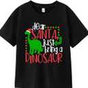 Christmas Shirts for Toddler Boys Girls Kids 2-8 Years, Santa Reindeer Snowman Dinos Truck Short Sleeve Tee