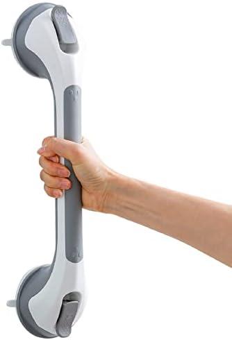 Shower Grab Bar 16 Inch Suction Cup Grab Bars for Bathroom, Removable Shower Safety Handle Heavy Duty Bathtub Grip for Seniors & Elderly, Strong Handrails No Drilling Waterproof, Grey