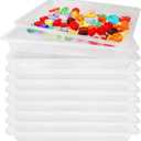 10 Pcs Activity Plastic Art Trays,Stackable Craft Tray,Flat Storage Tray,Serving Organizer Tray for Kids,School,Home,Painting,Beads,DIY Projects,11 x 8.27 x 1.18 Inch(Clear)
