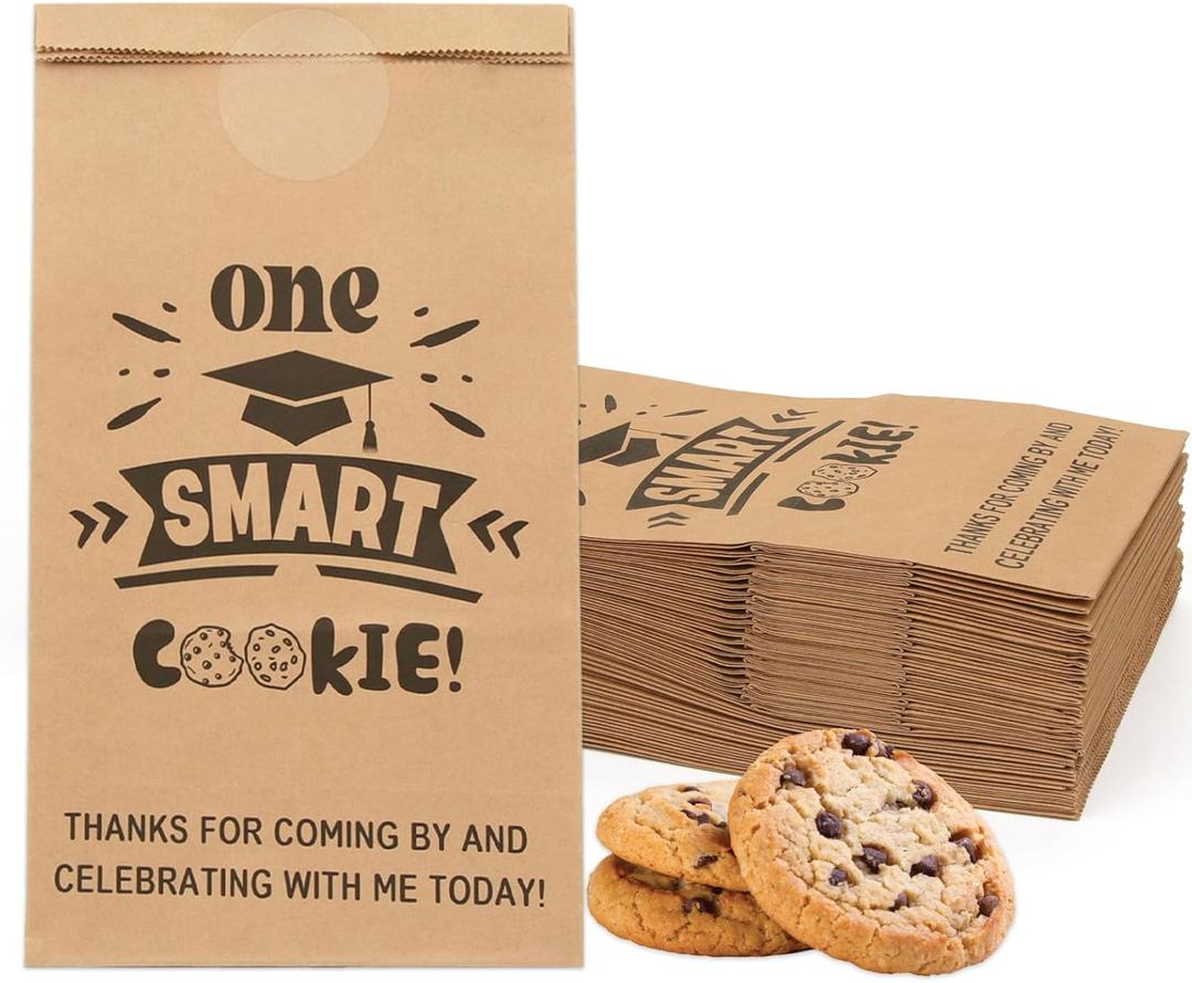 Luckyhern 48 Pcs 2026 Graduation Candy Cookie Treat Bags Kraft Paper Grad Gift Bags Bulk for 2026 Class Graduation Favor Cookie Gift Bags for Snack Candy Cookie Party Supplies