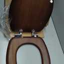 Elongated Acacia Wood Toilet Seat, Slow Close Solid Wood Toilet Seat Support 400 lbs, Heavy Duty Oval Toilet Lid with Soft Close Chrome Hinges, Grip-Tight Bumpers - Easy to Clean, Quick Assembly