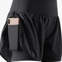 CADMUS 2 in 1 Women's Workout Shorts for Athletic Gym Running Shorts with Phone Pockets (Medium, 2 Pack: 06# Black & Navy)