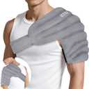 REVIX Shoulder Heating Pad Microwavable for Rotator Cuff Discomfort Relief, Moist Heating Pads Microwavable with Adjustable Strap, Microwavable Heating Pads for Shoulder Upper Back Relaxation, Gray XL