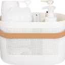 UUJOLY Plastic Storage Baskets with Handles, Shower Caddy Shelf Organizers Basket for Bathroom, Kitchen, Dorm Room, Yellow