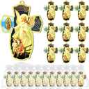 24 Pcs Guardian Angel Wood Wall Cross with Organza Gift Bags Angel Statue Baptism Favors for Guests First Communion Gift Christian Favors Angelitos para Bautizo