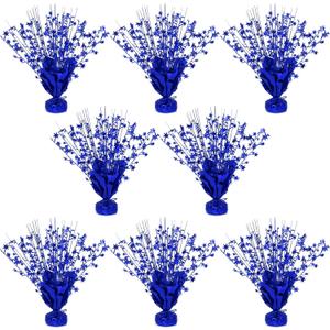 8 Pack Metallic Star Spray Centerpieces for Tables - Bulk 12.4" Foil Fountain Table Decorations for Large Events, Graduation 2026, Wedding Reception (Blue)