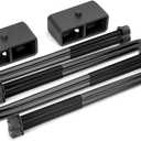 Dynofit 2in Lift Kit for F-250 F-350 Super Duty (2011-2024), 2-Piece Lift Blocks & 4-Piece Rear Axle Extended U Bolts (Round U-Bolts) Compatible with Ford F250 F350 SRW Suspension Leaf Spring