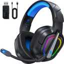 Fachixy FC200 Wireless Gaming Headset for PS5, PS4-2.4GHz USB Foldable Headphones with Mic - 3D Stereo Bluetooth Headset with 50Hrs Battery Life, for Switch, PC, Mac, Mobile