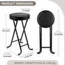 Folding Stool,24 Inch Portable Folding Bar Stool Chair,Foldable Collapsible High Stools with Handle for Adults Kitchen Island,Black,1Pcs, Set of 1;24"