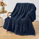 Easthome Electric Heated Throw Blanket - Jacquard Shaggy Sherpa 50"x60" Fast Heating Bed Blankets with 6 Heating Levels & 4 Hours Auto Off, Over-Heated Protection ETL, Navy Blue