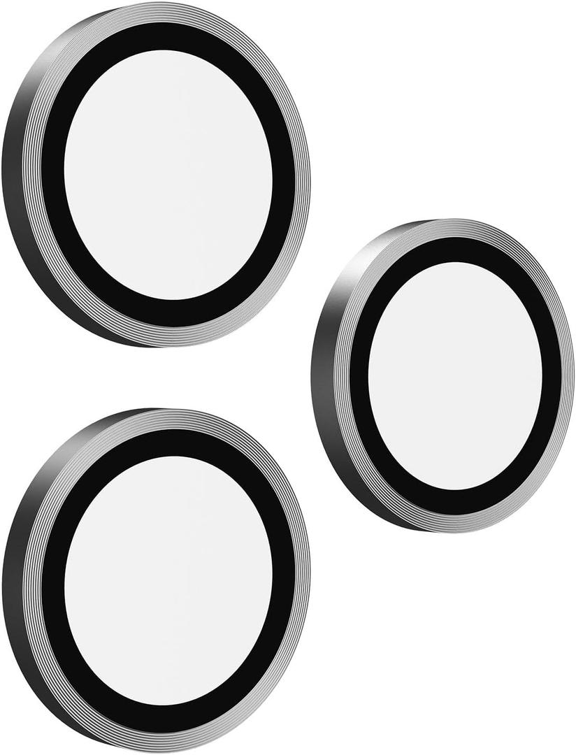 BodyGuardz Pure 3 Glass Camera Protector Compatible with iPhone 17 Pro/iPhone 17 Pro Max Camera Lens Protector, 9H Hardness Tempered Glass, Easy Install, Durable Aluminum Rings (Silver)