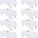 8 Pack White Table Cloth 60x102 Inch Rectangle Tablecloths for 6 Foot Rectangle Tables, Wrinkle Resistant Washable Polyester Fabric Rectangular Table Cover for Dining Banquet Wedding Party