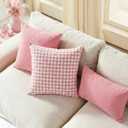 Spring Light Pink Striped Throw Pillow Covers 18x18 Set of 2, Farmhouse Outdoor Decorative Stripe Pillow Covers For Patio Furniture, Funky Blush Pink Throw Pillows 18 x 18 (No Pillow Inserts)