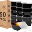 Meal Prep Containers 50Pack - 34oz Food Storage Containers with Lids, Reusable Food Prep Containers, Disposable To Go food Containers for Takeout, BPA Free, Stackable, 1000ml, Microwave/Freezer Safe