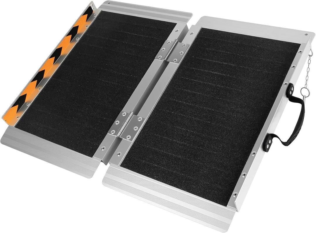 2FT Portable Wheelchair Ramp, 600 LBS Capacity Folding Handicap Ramp, Non-Slip Aluminum Portable Ramps, Threshold Ramp for Home Steps, Stairs, Doorways, Home Entry, and Door