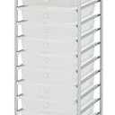 Display By Jack Rolling Storage Cart 10 Drawer Organizer with White Drawers, Slim 36" Chrome Frame, Locking Wheels, and Top Shelf for Office, Classroom, Bathroom, or Craft Storage