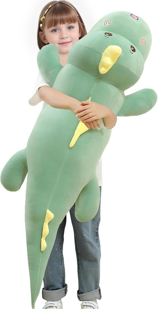 32" Giant Dinosaurs Plush Toy Pillow, Cute Dinosaur Stuffed Animals Doll, Soft Back Cushion Big Dinosaur Plushies, Gift for Kids Boys, Birthdays, Valentine's (Green)