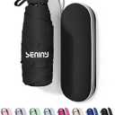 Seniny Mini Portable Travel Umbrella with Case - Compact Umbrellas for Rain & Sun UV Protection for Backpack Pocket, Lightweight Folding Small Umbrella, Tiny Purse Size UV Blocker for Kids Women Girls
