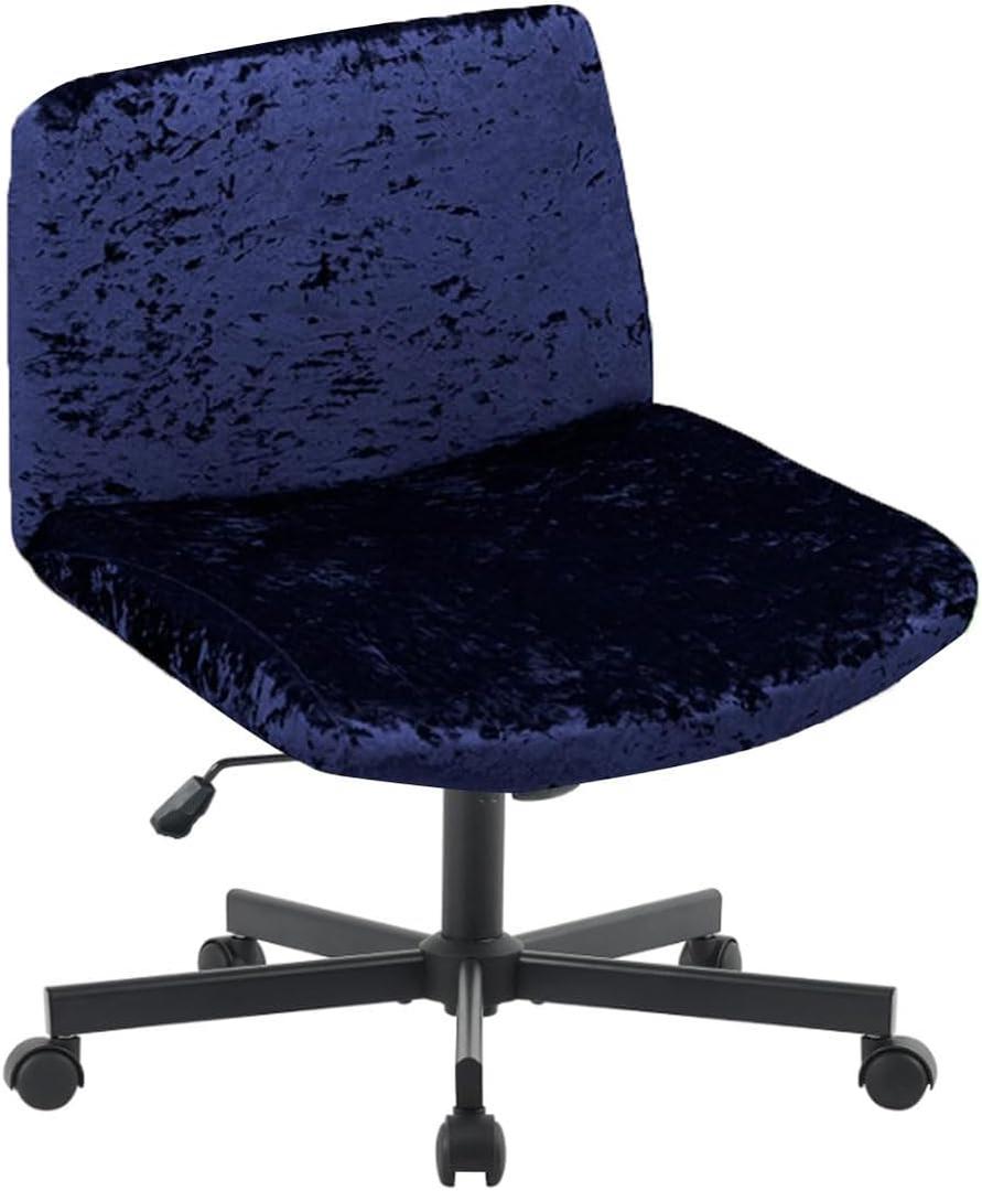 Levoberg Armless Criss Cross Office Desk Chair Cover Stertch Vanity Desk Chair Slipcovers Cross Legged Wide Chair Covers Accent Mid Back Wide Seat Swivel Task Chair Protector Navy