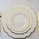 " OCCASIONS " 120 Plates Pack,(60 Guests) Heavyweight Wedding Party Disposable Plastic Plates Set -60 x 10.5'' Dinner + 60 x 8'' Salad/Dessert Plate (Imperial Ivory & Gold), 120 Piece