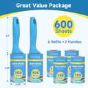 Swihauk 600 Sheets Extra Sticky Lint Rollers for Pet Hair, Easy Spiral Tear Lint Roller for Clothes with Ergonomic Handle, Multipurpose Lint Remover for Furniture, Carpet, Car Seat