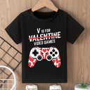 YWAGK Boys Valentines Shirt Kids V is for Video Games T-Shirt Toddler Funny Valentines Gamer Tee Black (3-4 Years) 100