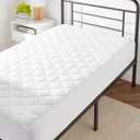 Amazon Basics Hypoallergenic Quilted Mattress Topper Pad, 18 Inches Deep, Twin, White, 2 PAck