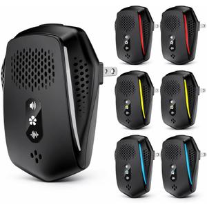 (2026 Upgraded) Ultrasonic Rodent & Pest Indoor Repeller - Stronger Driving Force, Repellent for Mouse, Mice, Rats, Roaches, Ants, Spiders, Home Plug-in Control Device, 3 Mode Switching (6 Pack) (Black)
