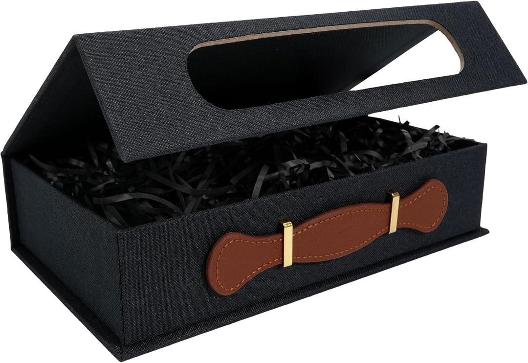 Photo Storage Box Stylish 5" x 7" Picture Storage Container Linen Memory Box Perfect to Store Photos, Keepsake, Scrapbook Supplies and Other Memories, Black