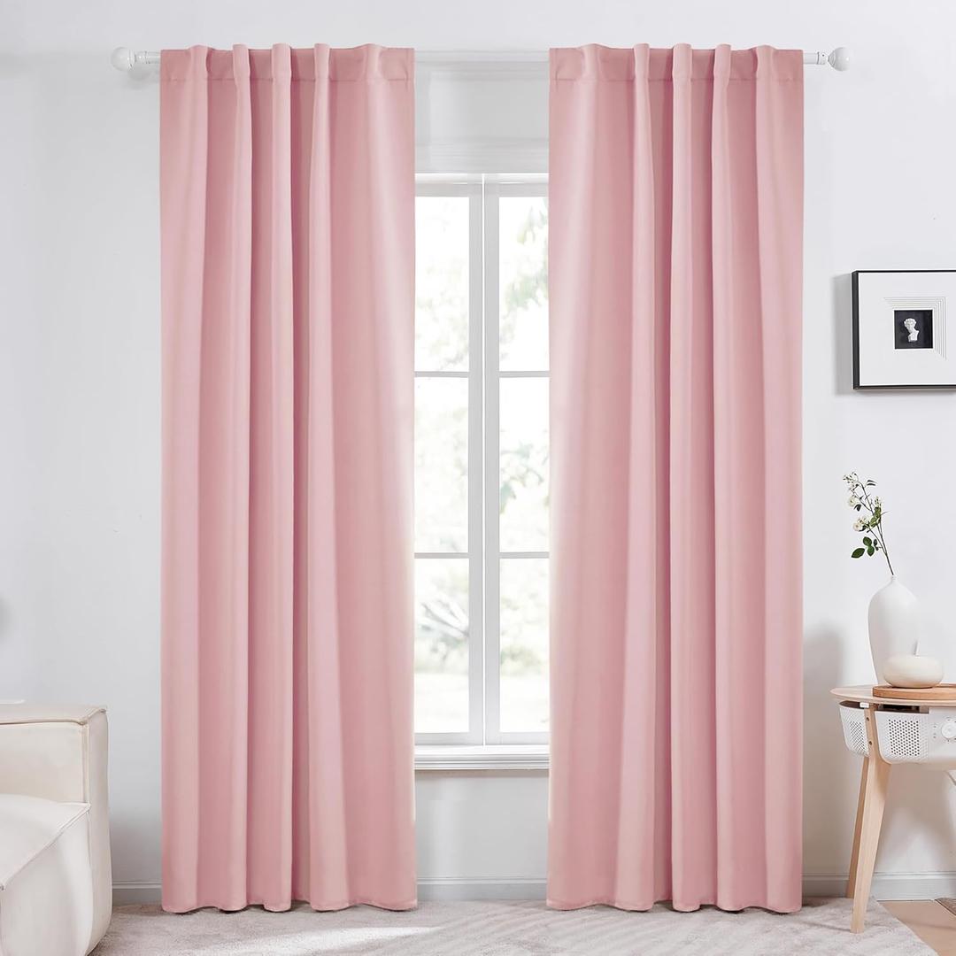 Deconovo Blackout Curtains  Room Darkening, Noise-Reducing, Thermal Insulated  Energy-Efficient Window Treatment for Bedroom, Living Room & Home Office  2 Panels, Coral Pink, 42W x 84L Inch