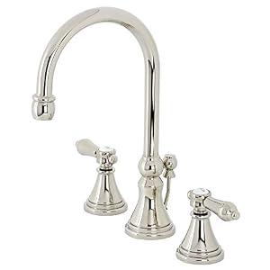 Kingston Brass KS2986BAL Heirloom Widespread Bathroom Faucet, Polished Nickel, 13.63 x 6.31 x 11.5