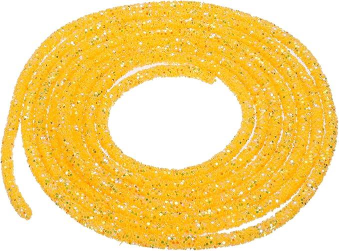 MECCANIXITY 2.5 Yard 6mm 0.24 inch Glitter Sequins Rope Sequins Rhinestone Tube Cord for DIY Wedding Dresses Costume Clothing Shoes Jewelry Accessory Gold