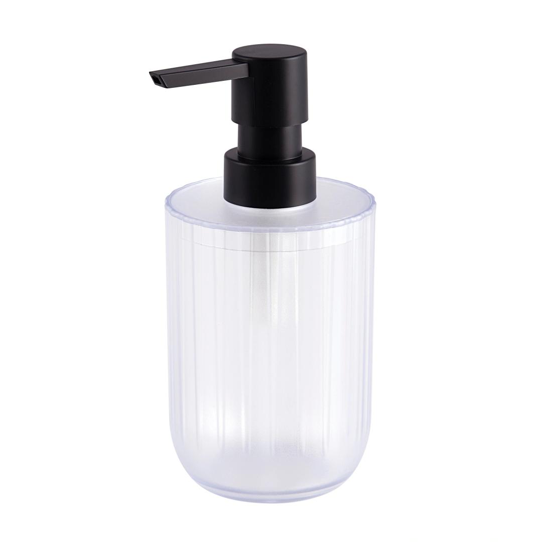 Soap Dispenser with Pump, 11 fl oz Clear Hand Soap Dispensers for Bathroom, Ribbed Style Dish Soap Dispenser for Kitchen, Modern Refillable Liquid Soap Pump Bottle