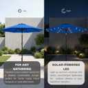10FT Solar Lighted Patio Umbrella, Outdoor Table Market Umbrellas with Push Button Tilt and Crank, 32 LED Lights, 8 Sturdy Ribs, UV-Resistant for Deck, Garden, Pool