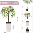 Artificial Cherry Blossom Tree 4FT, Fake Floral Tree with White Planter, Decorative Topiary Plant, Potted Faux Plant for Home Porch Decor Indoor Outdoor (Pink, 4FT)
