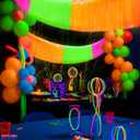 KatchOn, Neon Fringe Banner  8.2 Feet, Pack of 2 | Neon Banner for Rave Party Decorations, Glow Parties Glow in The Dark Streamers for Birthday, Bachelorette Party (Neon Orange, Green and Hot Pink)