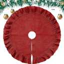Tatuo 47 Inch Christmas Tree Skirt Decorations Linen Burlap Tree Skirt Round Xmas Cover for Christmas Party Mat Fall Indoor Clearance Outdoor Holiday Family Winter Home Decorations(Black-White Plaid)