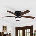 GREENEVER 52" Ceiling Fan with Lights, Remote, Flush Mount Low Profile | Quiet Reversible DC Motor, 6 Speed, 3CCT Dimmable Memory LED, 5 Blades, Noiseless, Modern Fan for Bedroom Living Room Kitchen