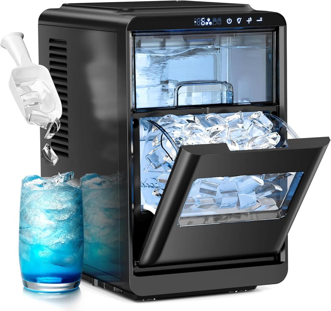 Electactic Crescent Ice Maker Countertop, 28Lbs/24H Ice Production, 16 Cubes in 6 Mins, Portable Countertop Ice Maker Machine with Self-Cleaning for Home & Kitchen (Black)