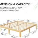 14 Inch High Bamboo Wood King Size Bed Frame, Steel Slats Support King Bed Frame, Sturdy, No Box Spring Needed, Easy Assembly, Noise Free