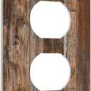 Vintage Board Rustic Brown Wood Texture Outlet Covers 1 Gang Duplex Light Switch Cover Decorative Switch Plates Electrical Receptacle Faceplate Wall Plate for Farmhouse Home Decor