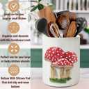 pinata Embossed Mushroom Kitchen Decor Ceramic Utensil Holder, Cute Embossed Mushroom Utensils for Farmhouse Indoor Kitchen Decorations Rustic Farmhouse Decor (6.3 inch)