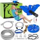 X XBEN 180FT Zip line Kits for Backyard, Zip Lines for Kid and Adult, Included Swing Seat, Ziplines Brake, and Steel Trolley, Outdoor Playground Equipment