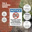 SmartSign - S-7366-AL-14 "Notice - Recording, Taping, Photographing Strictly Prohibited" Bilingual Sign | 10" x 14" Aluminum Black/Blue/Red on White