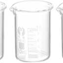 PATIKIL 3Pcs 10ml Low Form Glass Beaker, 3.3 Borosilicate Glass Graduated Printed Scale Measuring Cups with Spout for Kitchen Lab Liquids