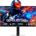 ArcticPro 27inch QD-OLED Gaming Monitor, 240Hz, 0.03ms(GtG), QHD 2560x1440p, 145% sRGB, Height Adjustable Vertical/Horizontal Rotating, Eye-Care, HDMI*2, DP*2, Built-in Speakers*2, 1500000:1 Contrast
