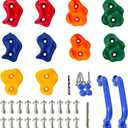 KINSPORY 10Pc Colourful Pig Nose Shape Children Rock Climbing Holds Indoor Outdoor Kids Playground Build with Two Blue Handles - Mounting Hardware Kit Included