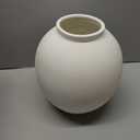 White Ceramic Vase - Large 10.8 Inch Round Floor Vase for Centerpieces, Farmhouse Flower Vases, Rustic Minimalist Home Decor (Sandstone White)