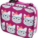 Bentology Lunch Box for Kids- Insulated, Waterproof, Durable Tote Bag Lunchbox fits Bento Boxes, Containers, Jars, Bottles- Keeps Food Hotter or Colder Longer- Back To School Reusable Sleeve For Girls (Kitty)